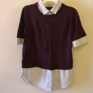 Loft elbow length sweater with attached shirt